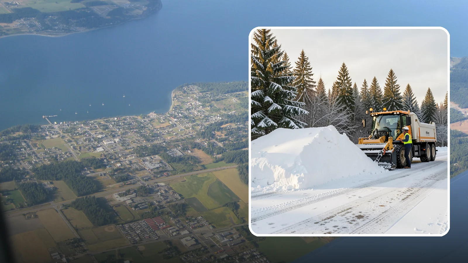 Snow Stacking in Coupeville, Island County, WA - We stack plowed snow into organized piles that maximize usable space and drain cleanly.