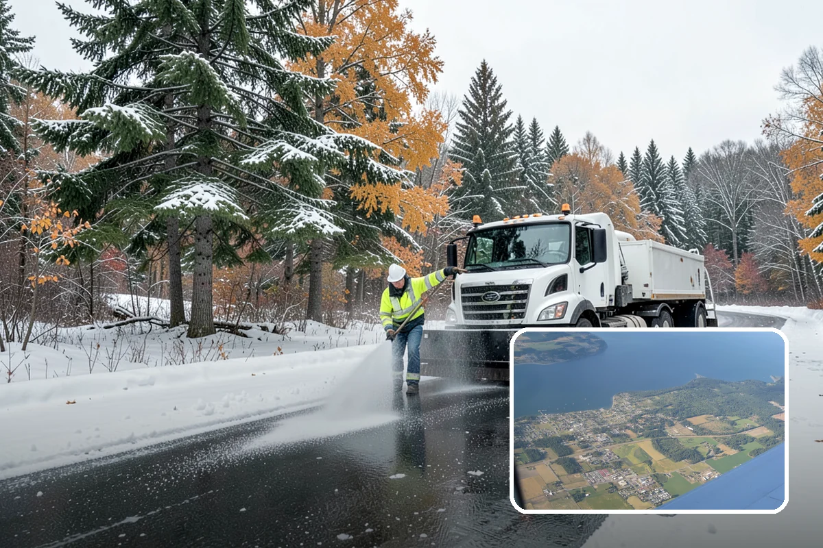 Snow Stacking in Coupeville, Island County, WA - Preserves the most parking and open space
