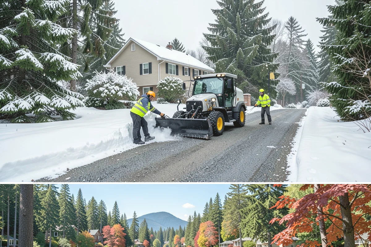 Snow Stacking in Covington, King County, WA - Snow stacking matters throughout the plowing season as each storm adds to the piles that must stay organized and out of the way.