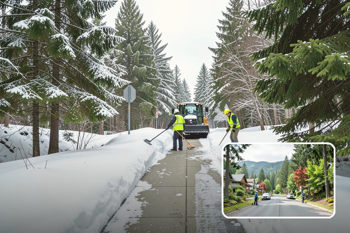 Snow Stacking in Darrington, Snohomish County, WA - Preserves the most parking and open space