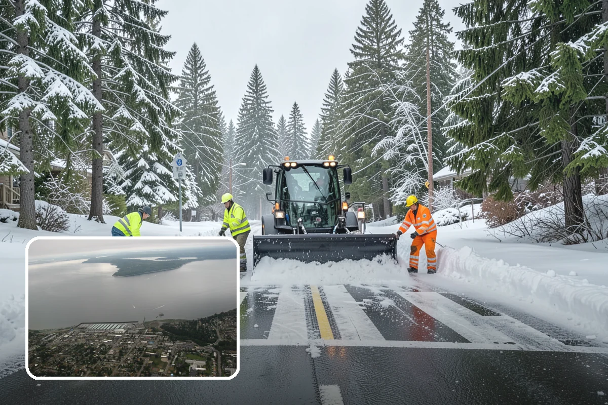 Snow Stacking in Des Moines, King County, WA - Preserves the most parking and open space