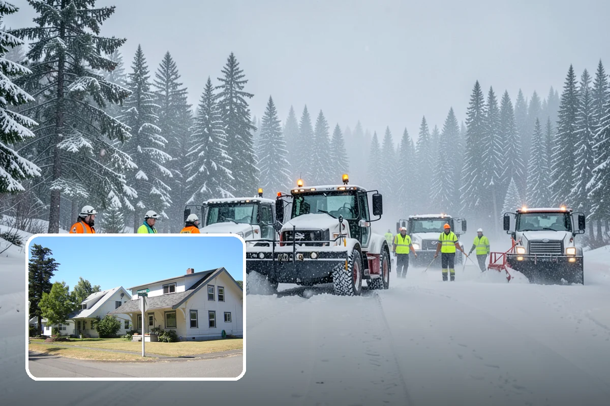 Snow Stacking in DuPont, Pierce County, WA - Preserves the most parking and open space