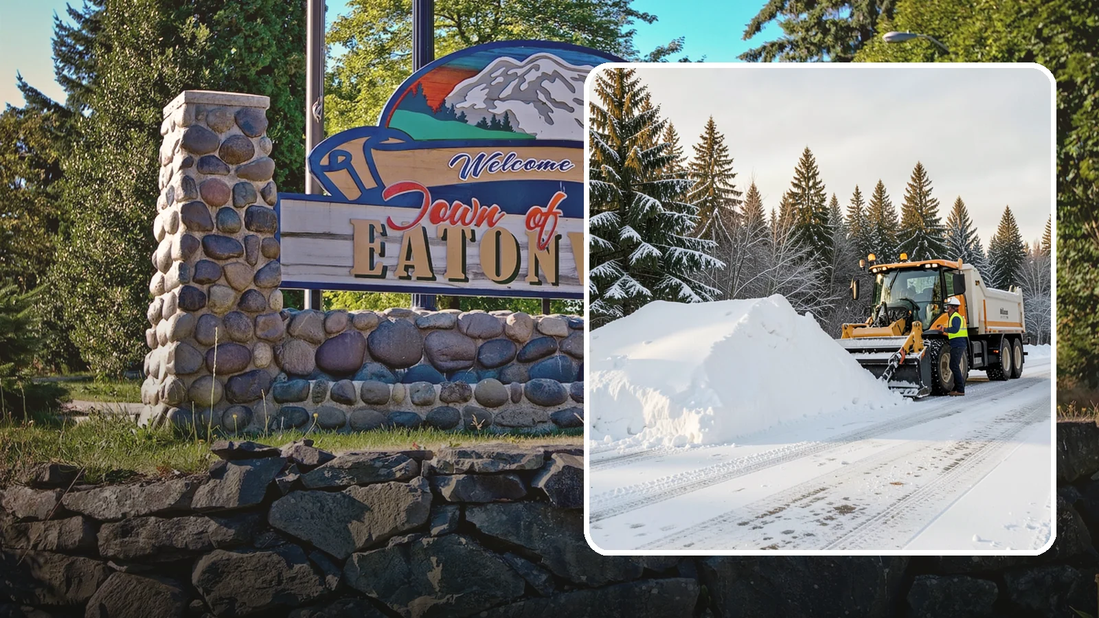 Snow Stacking in Eatonville, Pierce County, WA - We stack plowed snow into organized piles that maximize usable space and drain cleanly.