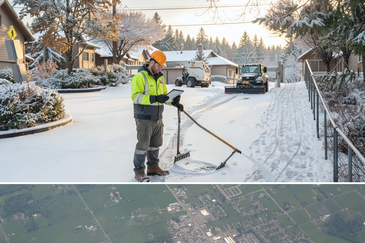 Snow Stacking in Enumclaw, King County, WA - Snow stacking matters throughout the plowing season as each storm adds to the piles that must stay organized and out of the way.