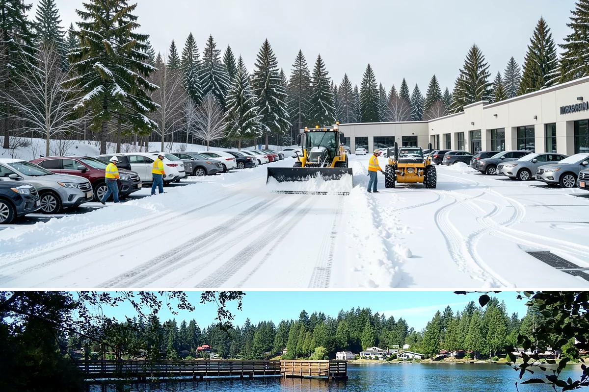 Snow Stacking in Federal Way, King County, WA - Snow stacking matters throughout the plowing season as each storm adds to the piles that must stay organized and out of the way.