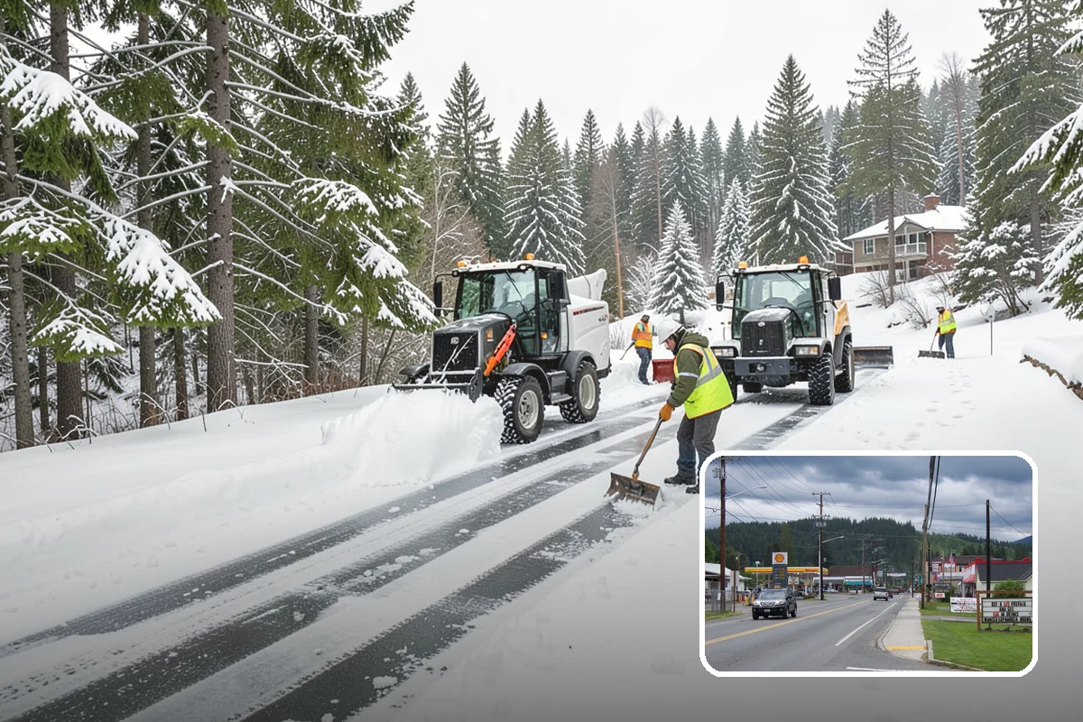 Snow Stacking in Granite Falls, Snohomish County, WA - Preserves the most parking and open space