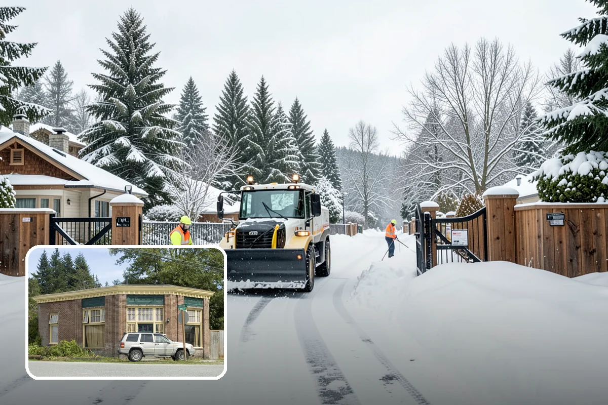 Snow Stacking in Hamilton, Skagit County, WA - Preserves the most parking and open space