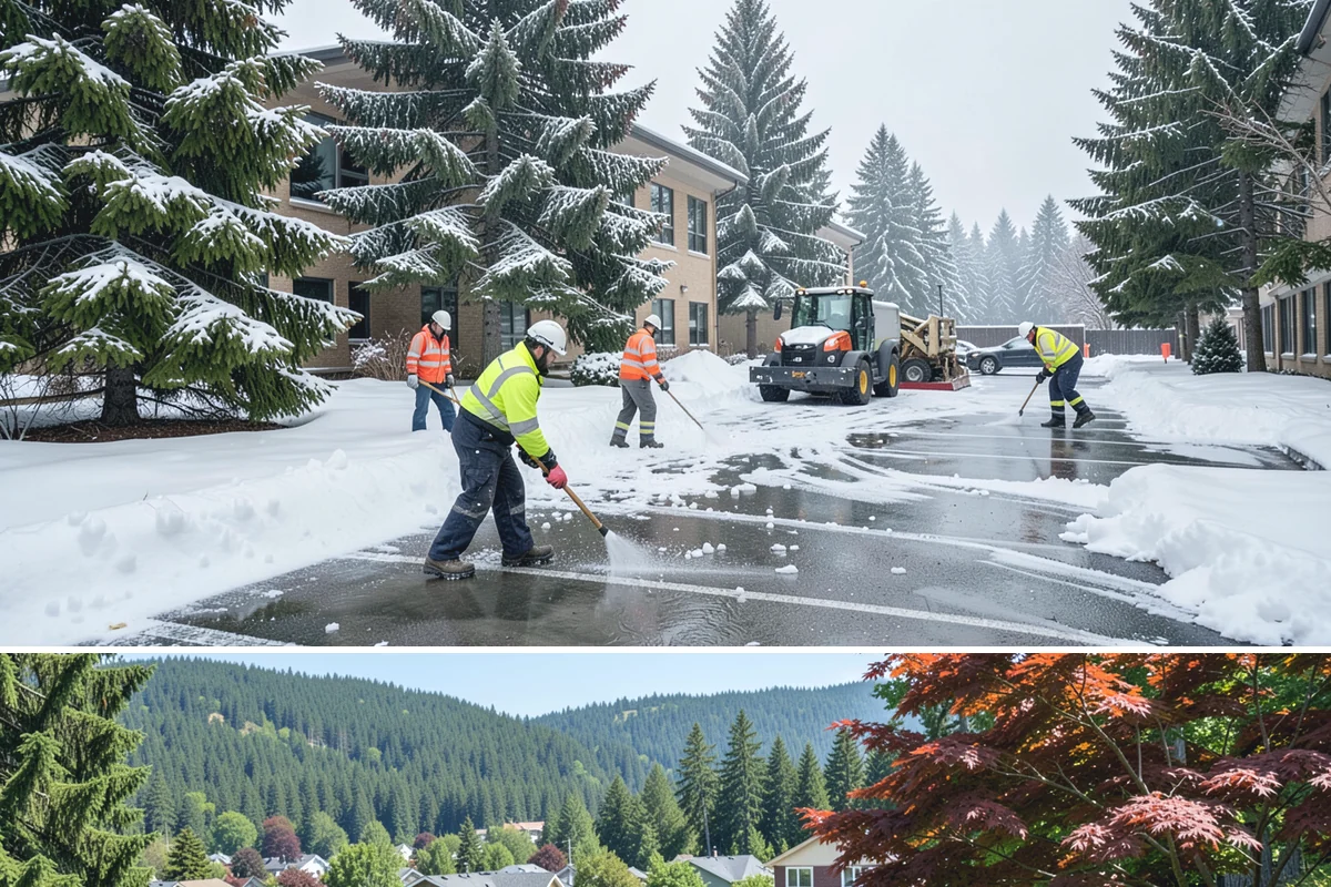 Snow Stacking in Index, Snohomish County, WA - Snow stacking matters throughout the plowing season as each storm adds to the piles that must stay organized and out of the way.