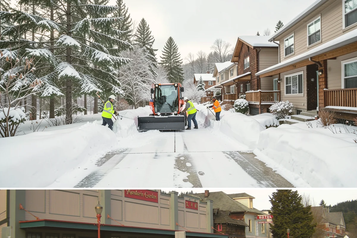 Snow Stacking in Issaquah, King County, WA - Snow stacking matters throughout the plowing season as each storm adds to the piles that must stay organized and out of the way.