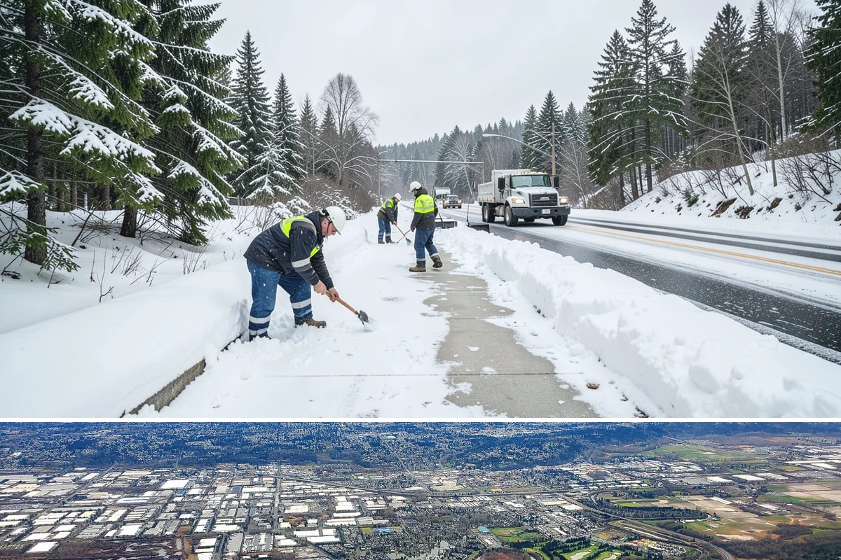 Snow Stacking in Kent, King County, WA - Snow stacking matters throughout the plowing season as each storm adds to the piles that must stay organized and out of the way.