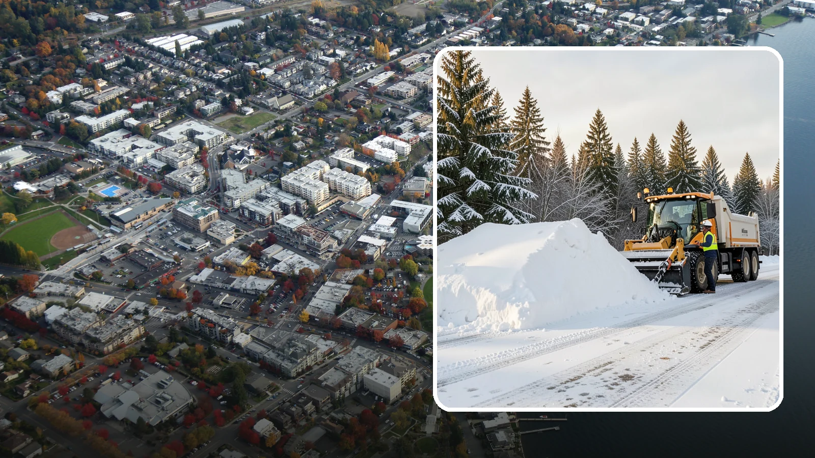 Snow Stacking in Kirkland, King County, WA - We stack plowed snow into organized piles that maximize usable space and drain cleanly.