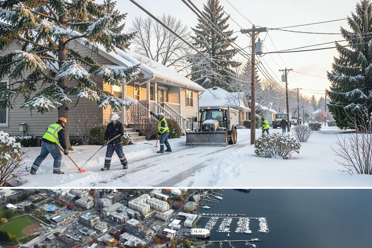 Snow Stacking in Kirkland, King County, WA - Snow stacking matters throughout the plowing season as each storm adds to the piles that must stay organized and out of the way.