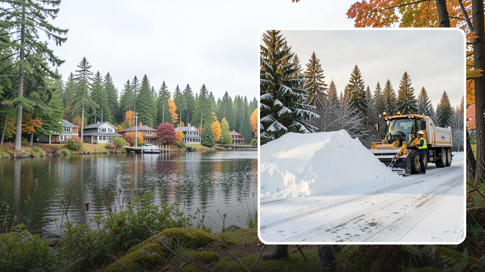 Snow Stacking in La Conner, Skagit County, WA - We stack plowed snow into organized piles that maximize usable space and drain cleanly.