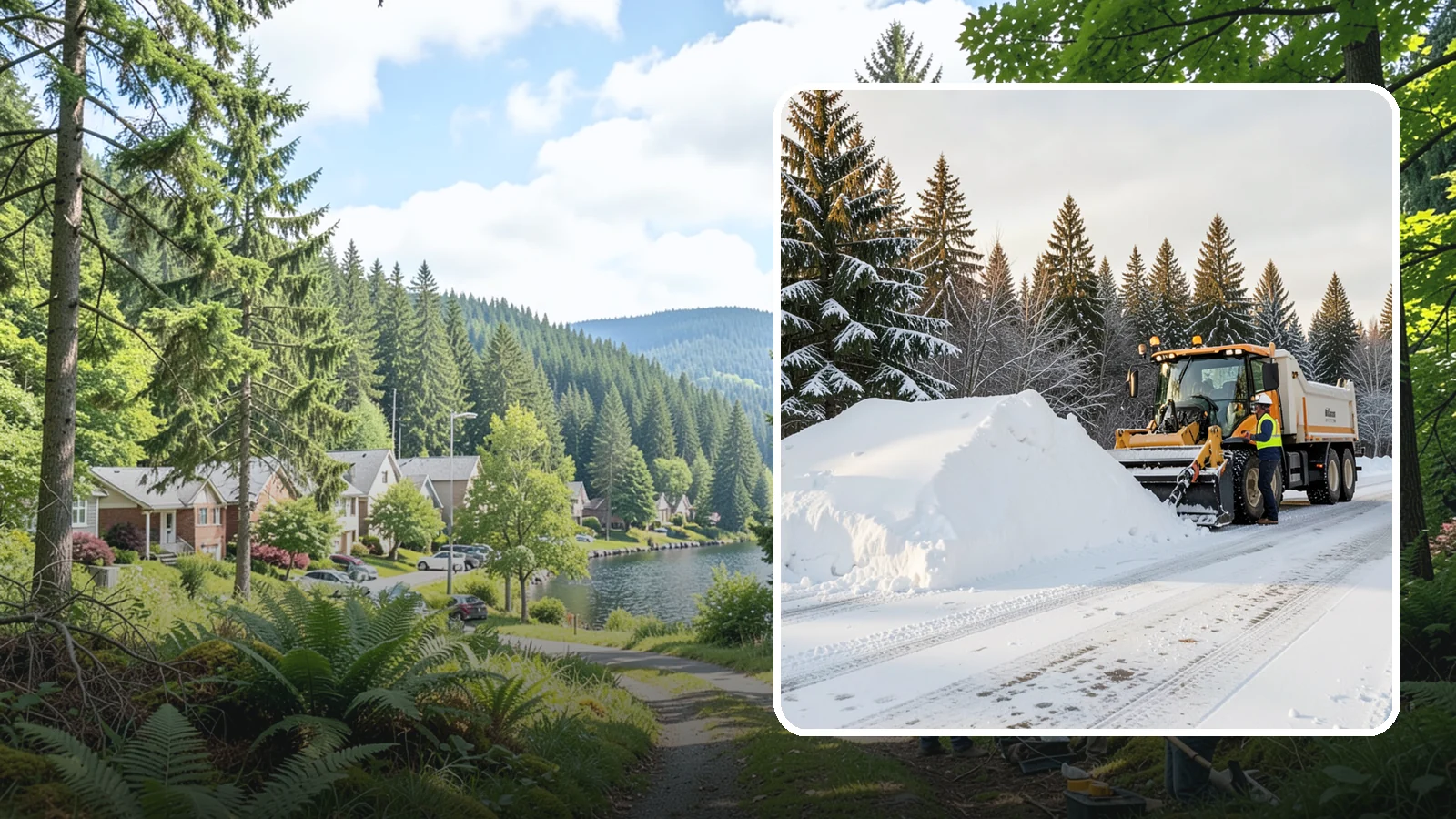 Snow Stacking in Lake Forest Park, King County, WA - We stack plowed snow into organized piles that maximize usable space and drain cleanly.