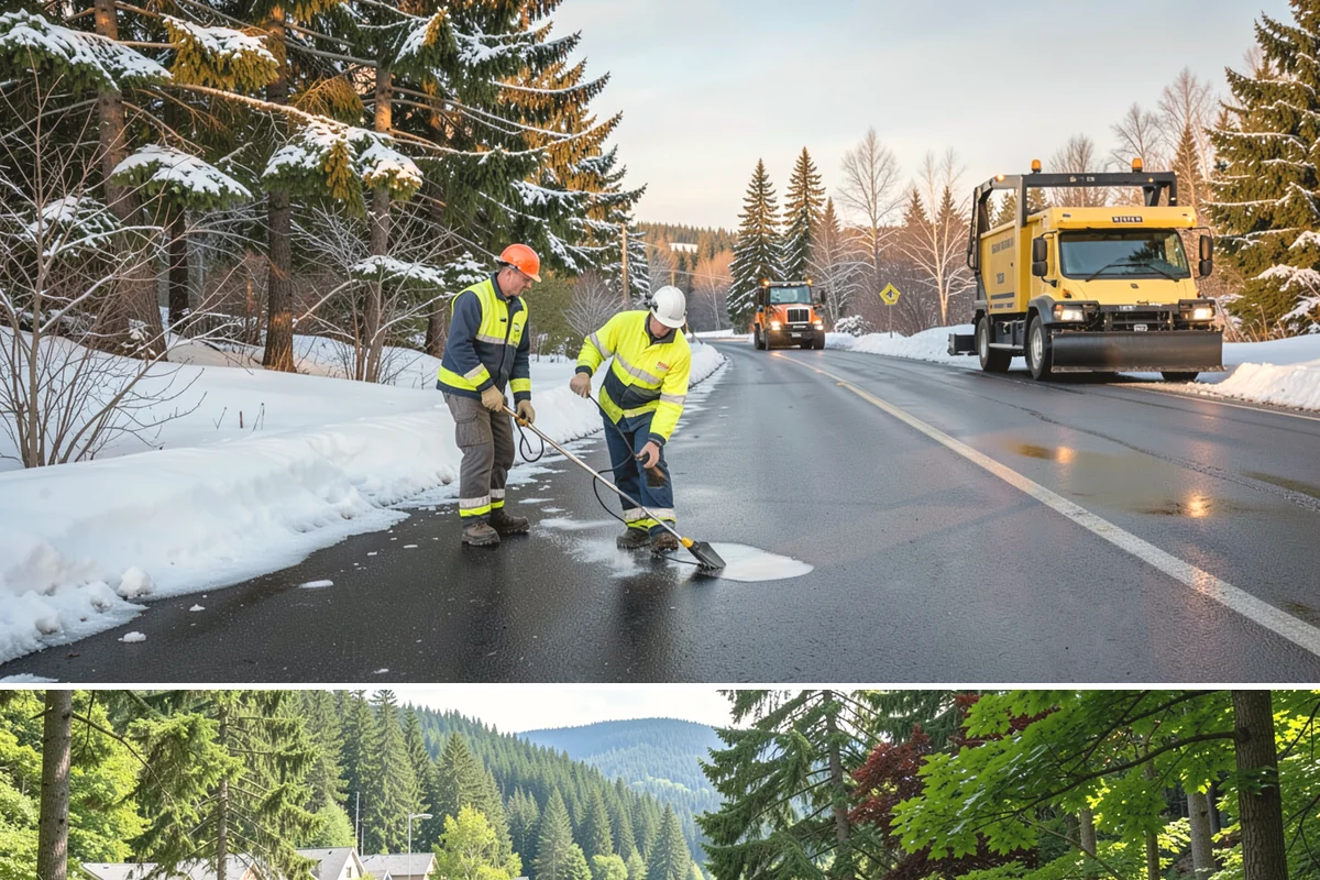 Snow Stacking in Lake Forest Park, King County, WA - Snow stacking matters throughout the plowing season as each storm adds to the piles that must stay organized and out of the way.
