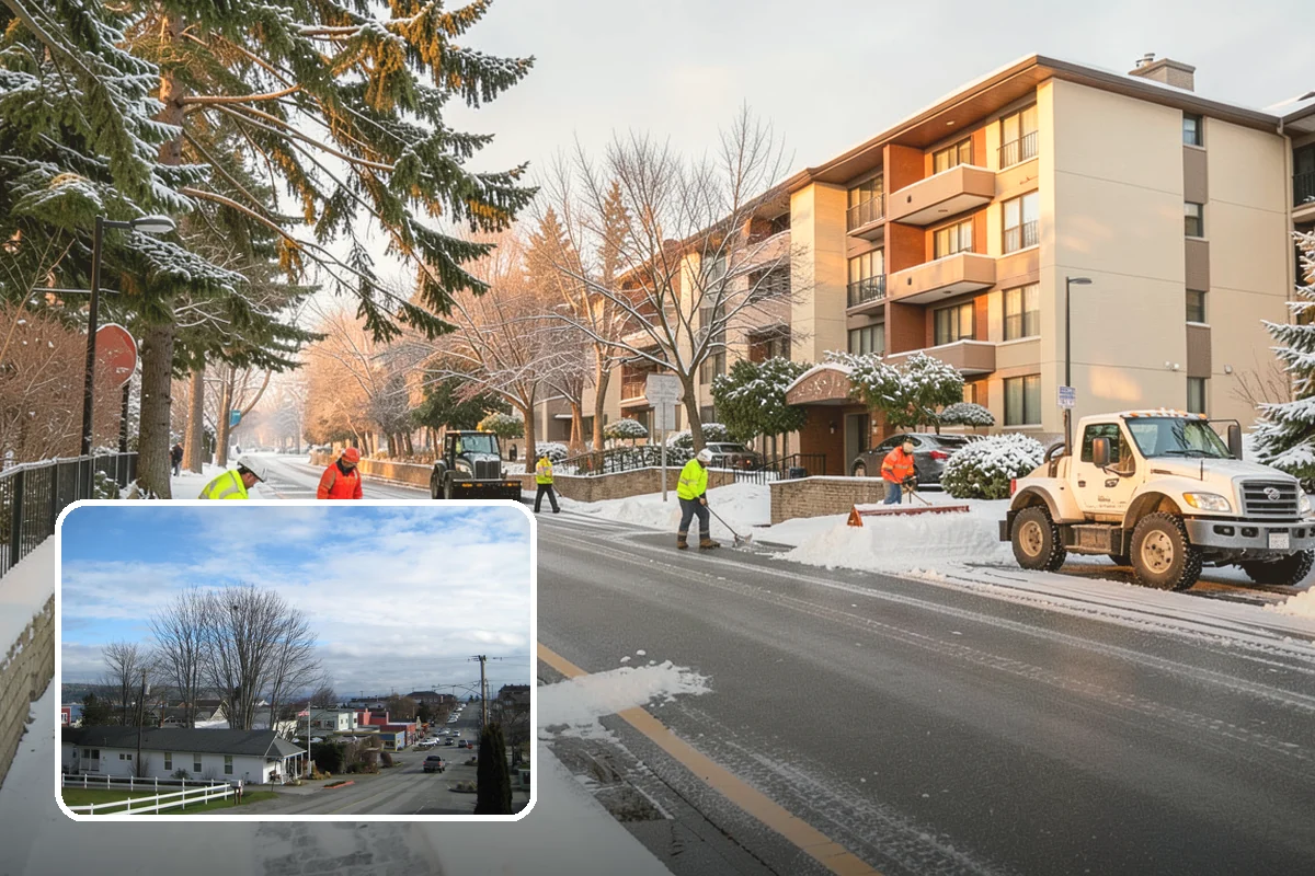 Snow Stacking in Langley, Island County, WA - Preserves the most parking and open space
