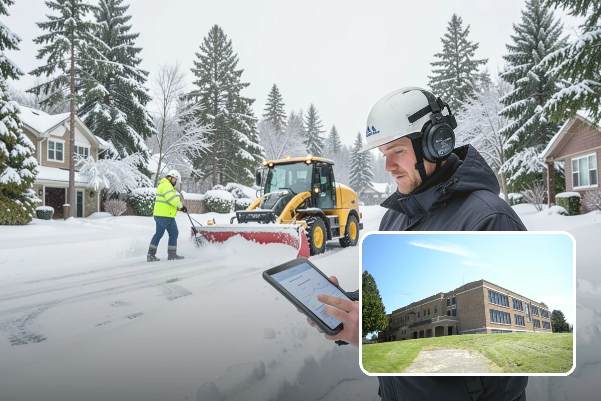 Snow Stacking in Maple Valley, King County, WA - Preserves the most parking and open space