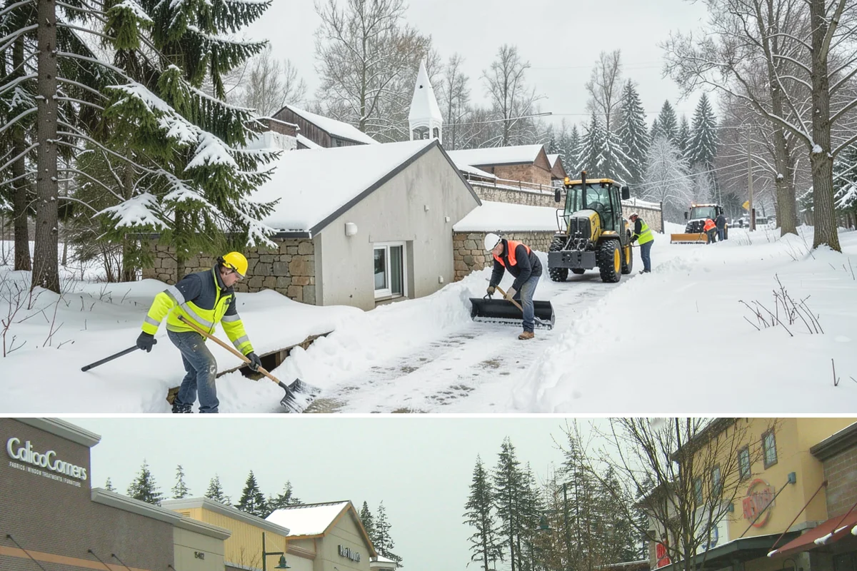 Snow Stacking in Mill Creek, Snohomish County, WA - Snow stacking matters throughout the plowing season as each storm adds to the piles that must stay organized and out of the way.