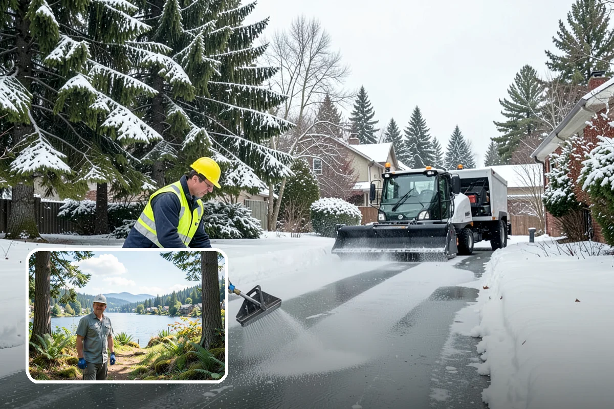 Snow Stacking in Milton, King County, WA - Preserves the most parking and open space
