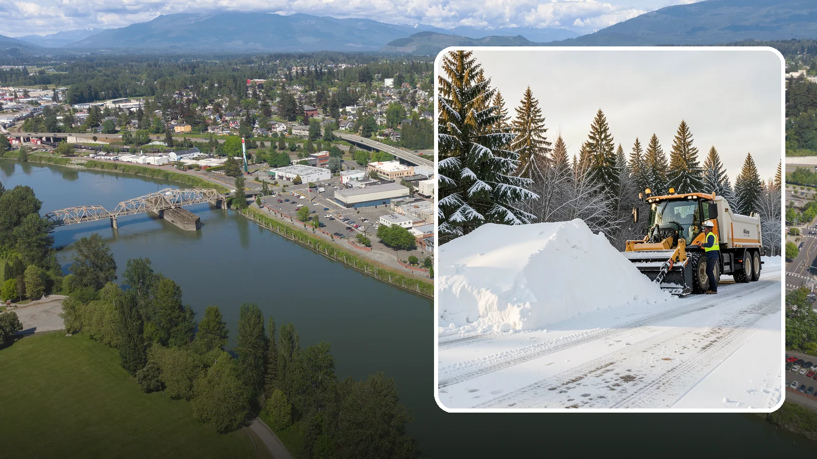Snow Stacking in Mount Vernon, Skagit County, WA - We stack plowed snow into organized piles that maximize usable space and drain cleanly.
