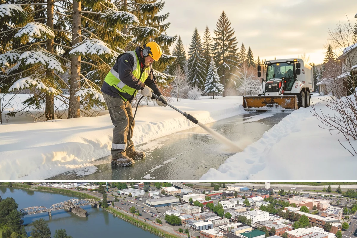 Snow Stacking in Mount Vernon, Skagit County, WA - Snow stacking matters throughout the plowing season as each storm adds to the piles that must stay organized and out of the way.