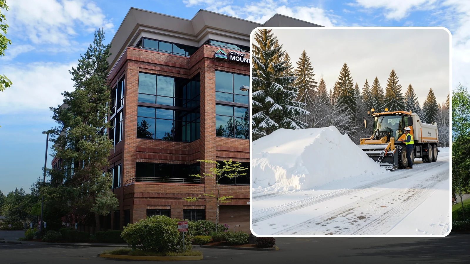 Snow Stacking in Mountlake Terrace, Snohomish County, WA - We stack plowed snow into organized piles that maximize usable space and drain cleanly.