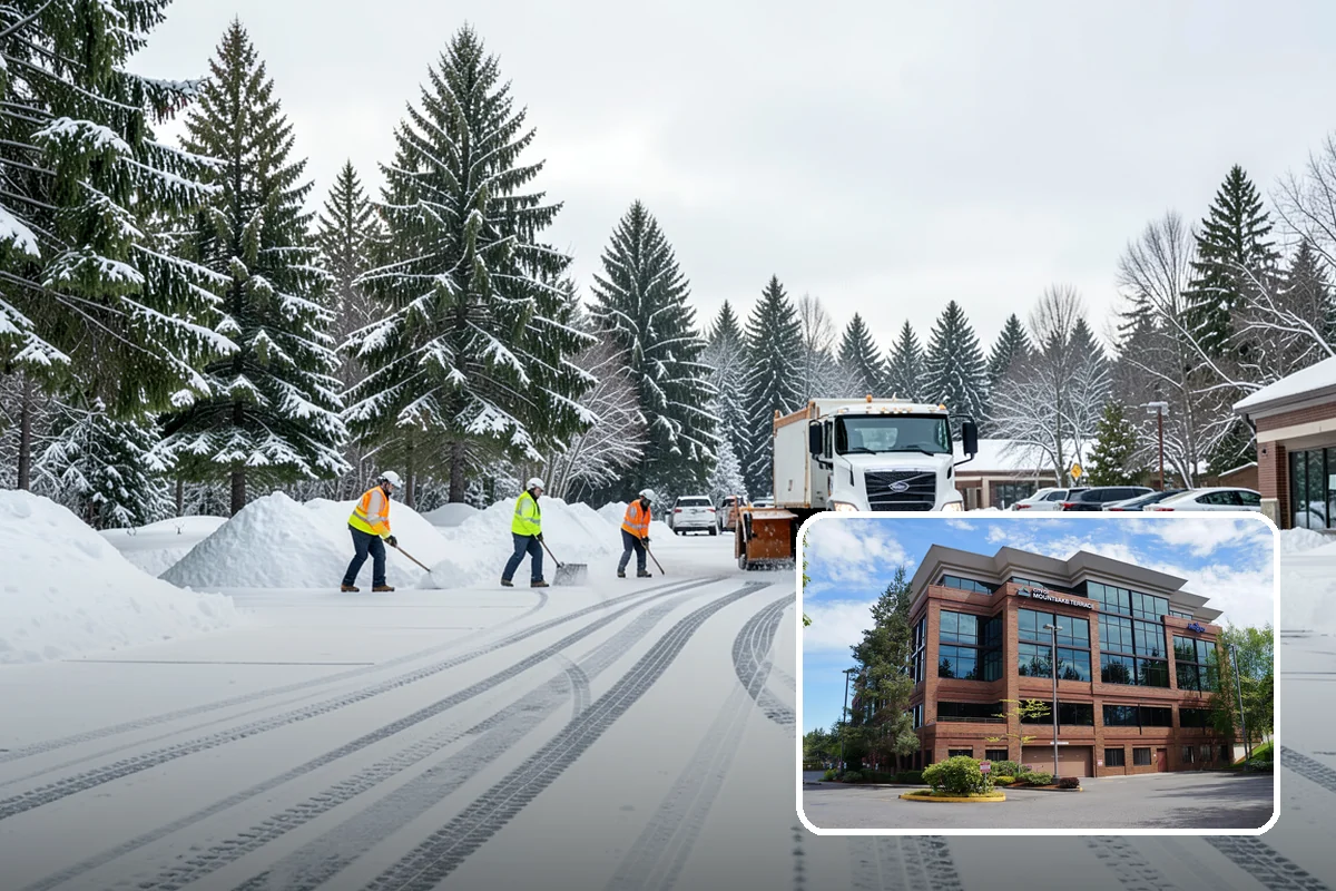 Snow Stacking in Mountlake Terrace, Snohomish County, WA - Preserves the most parking and open space