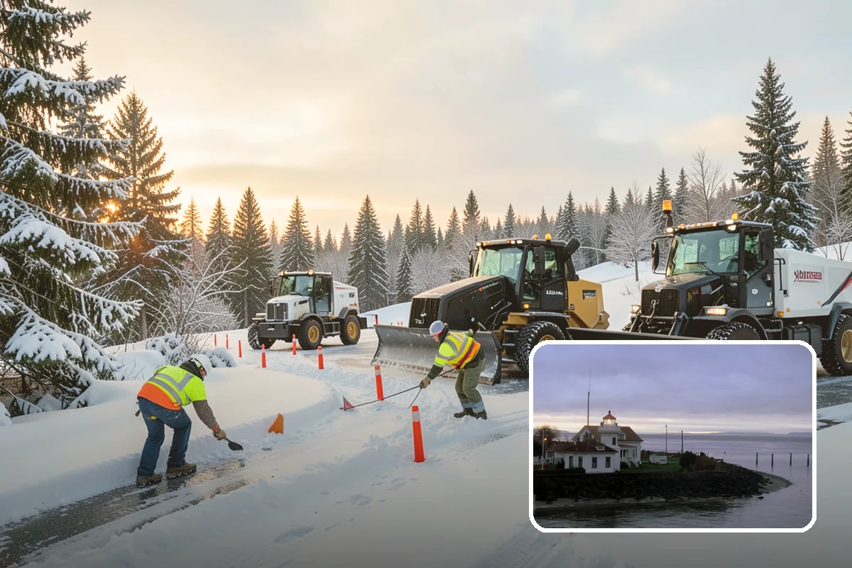 Snow Stacking in Mukilteo, Snohomish County, WA - Preserves the most parking and open space