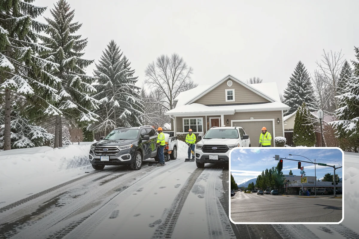 Snow Stacking in North Bend, King County, WA - Preserves the most parking and open space