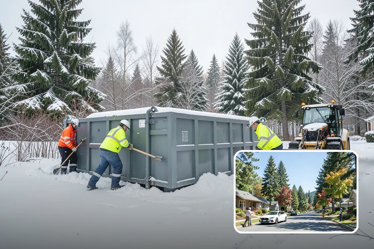 Snow Stacking in Orting, Pierce County, WA - Preserves the most parking and open space