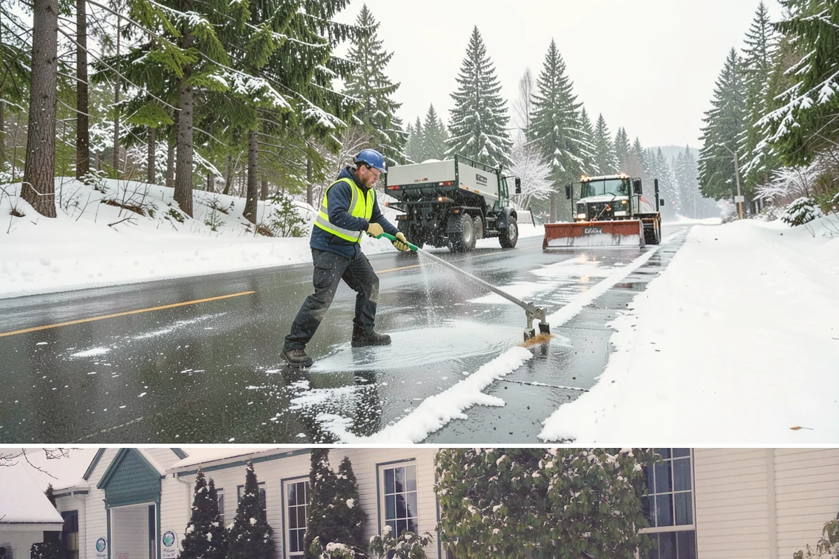 Snow Stacking in Pacific, King County, WA - Snow stacking matters throughout the plowing season as each storm adds to the piles that must stay organized and out of the way.