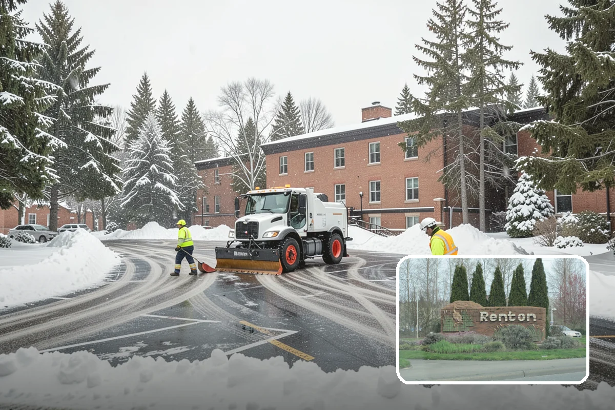 Snow Stacking in Renton, King County, WA - Preserves the most parking and open space