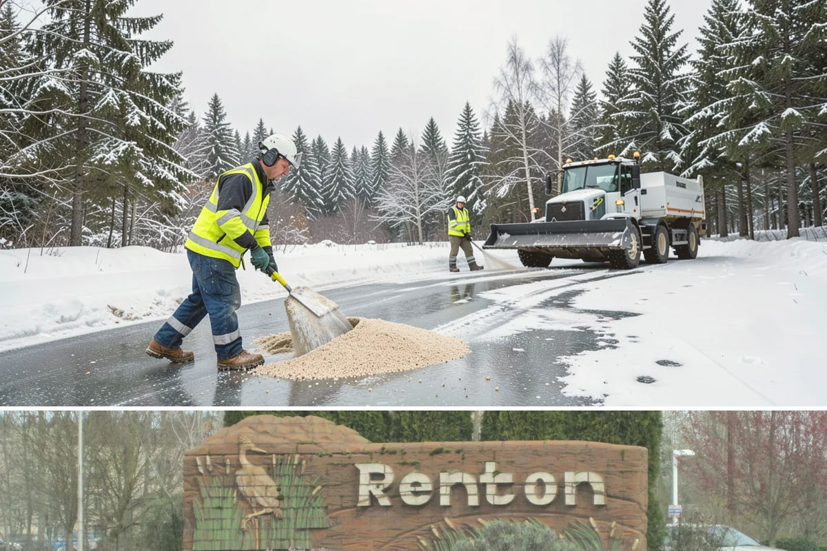Snow Stacking in Renton, King County, WA - Snow stacking matters throughout the plowing season as each storm adds to the piles that must stay organized and out of the way.