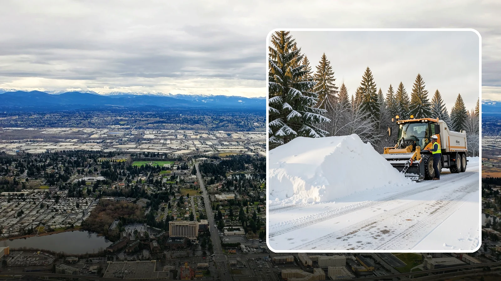 Snow Stacking in SeaTac, King County, WA - We stack plowed snow into organized piles that maximize usable space and drain cleanly.