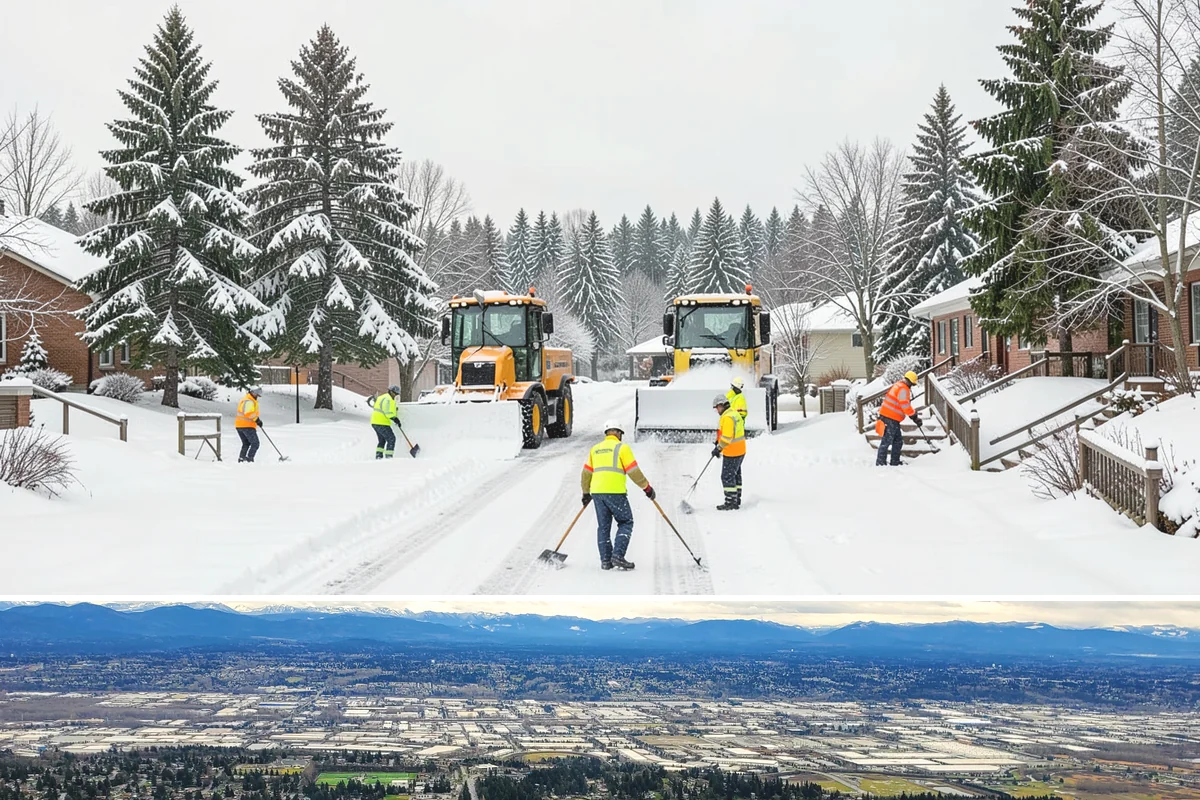 Snow Stacking in SeaTac, King County, WA - Snow stacking matters throughout the plowing season as each storm adds to the piles that must stay organized and out of the way.