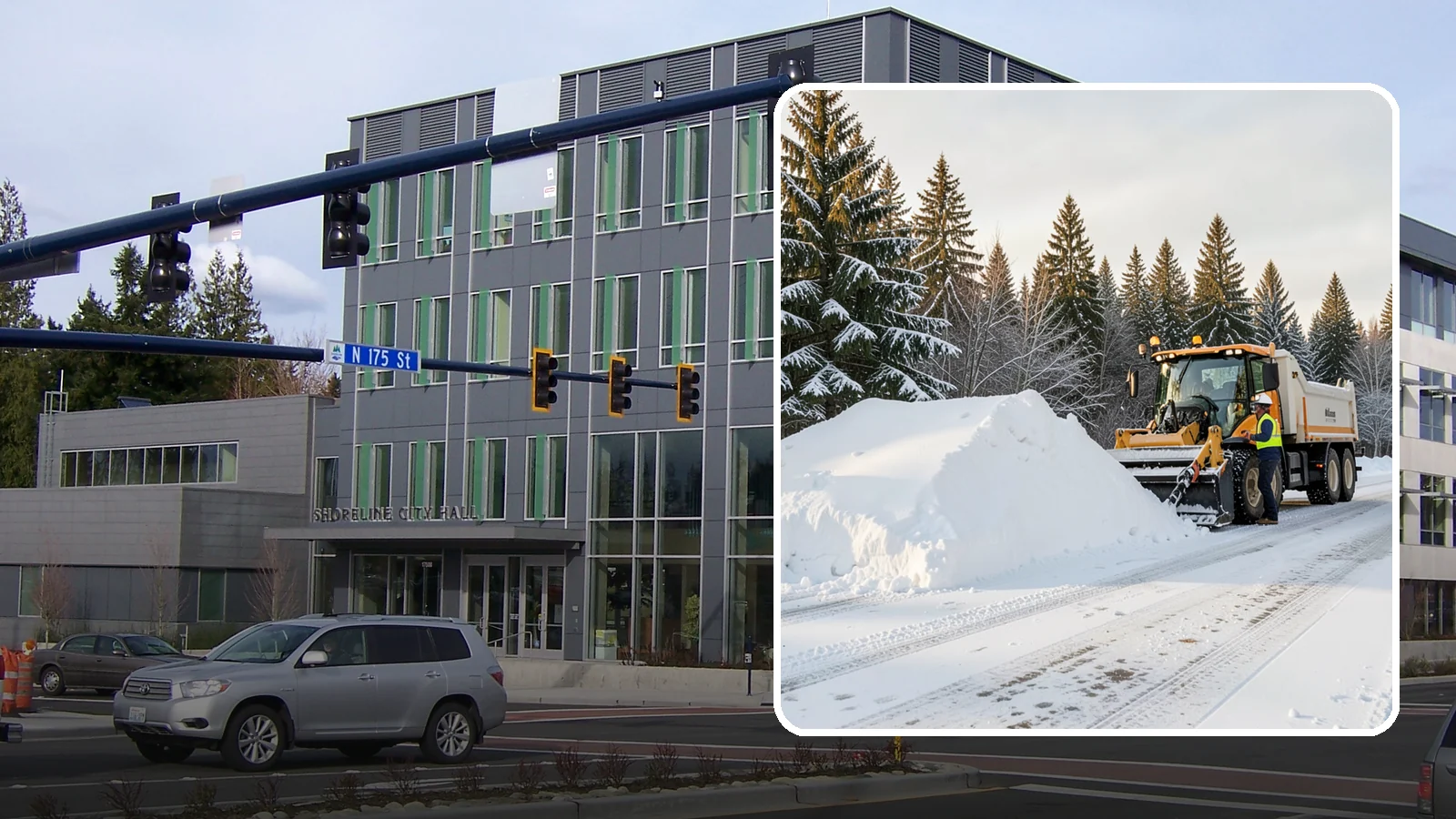 Snow Stacking in Shoreline, King County, WA - We stack plowed snow into organized piles that maximize usable space and drain cleanly.