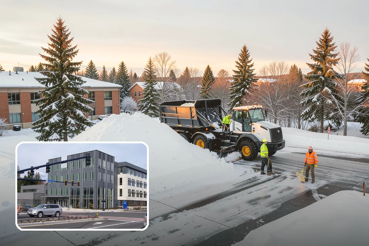 Snow Stacking in Shoreline, King County, WA - Preserves the most parking and open space