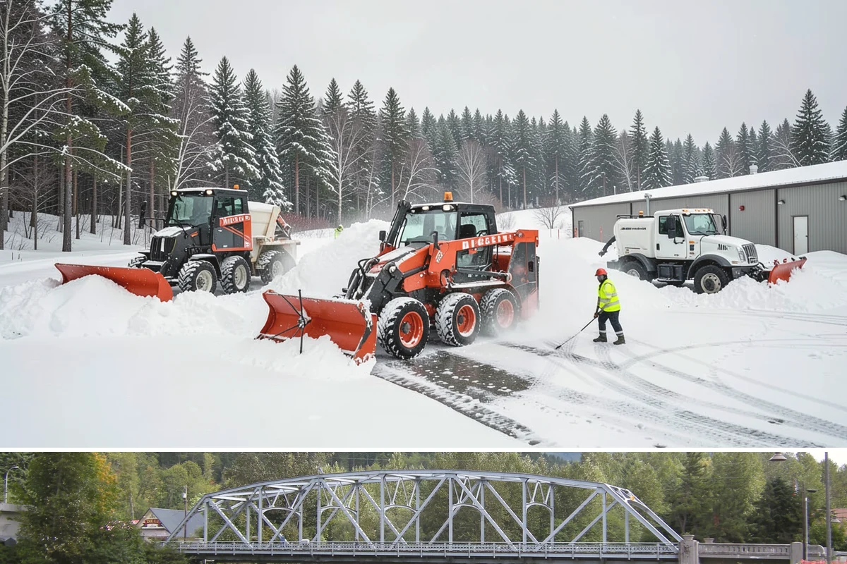 Snow Stacking in Skykomish, King County, WA - Snow stacking matters throughout the plowing season as each storm adds to the piles that must stay organized and out of the way.