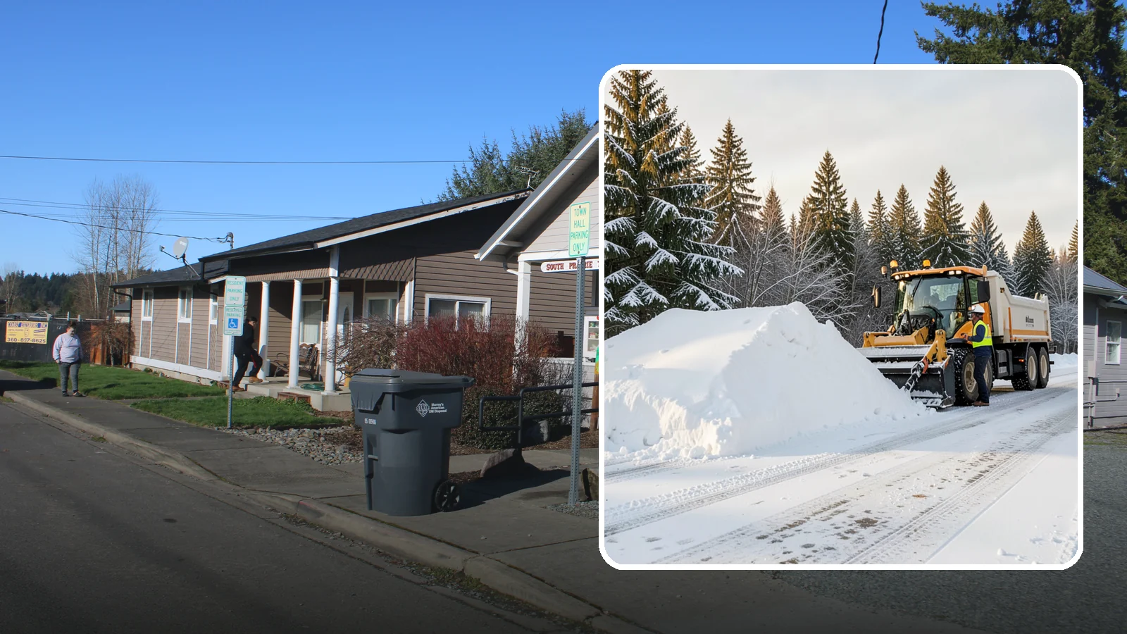 Snow Stacking in South Prairie, Pierce County, WA - We stack plowed snow into organized piles that maximize usable space and drain cleanly.