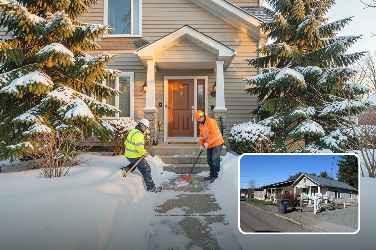 Snow Stacking in South Prairie, Pierce County, WA - Preserves the most parking and open space