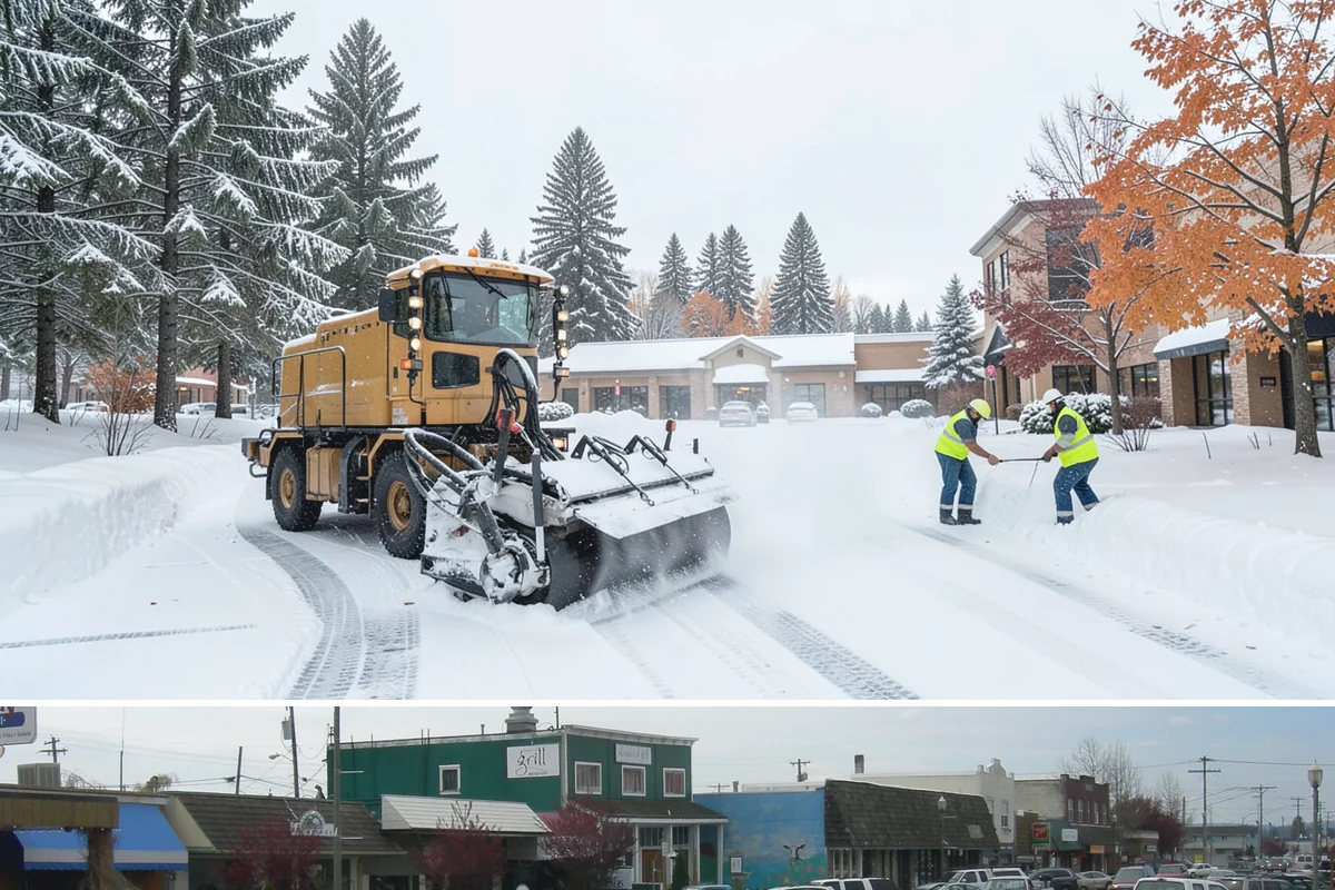 Snow Stacking in Stanwood, Snohomish County, WA - Snow stacking matters throughout the plowing season as each storm adds to the piles that must stay organized and out of the way.