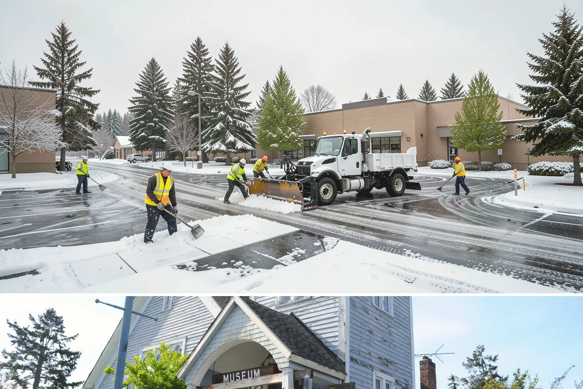 Snow Stacking in Steilacoom, Pierce County, WA - Snow stacking matters throughout the plowing season as each storm adds to the piles that must stay organized and out of the way.