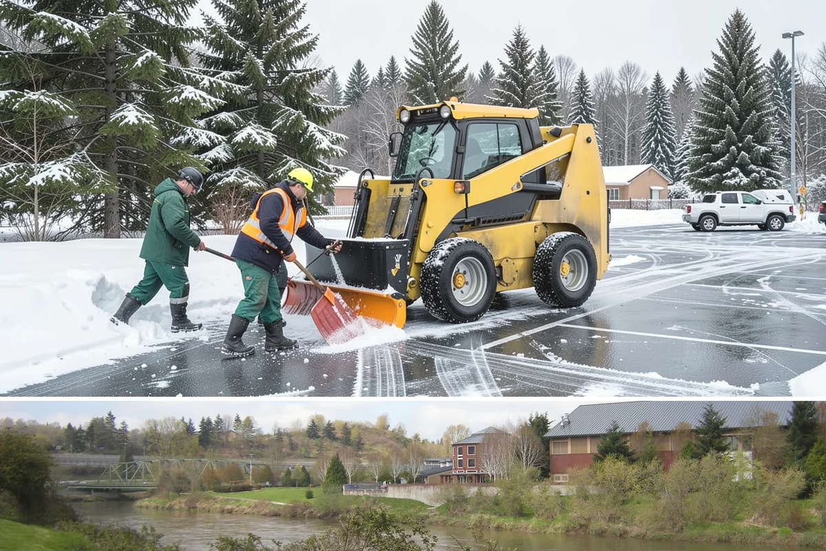 Snow Stacking in Tukwila, King County, WA - Snow stacking matters throughout the plowing season as each storm adds to the piles that must stay organized and out of the way.