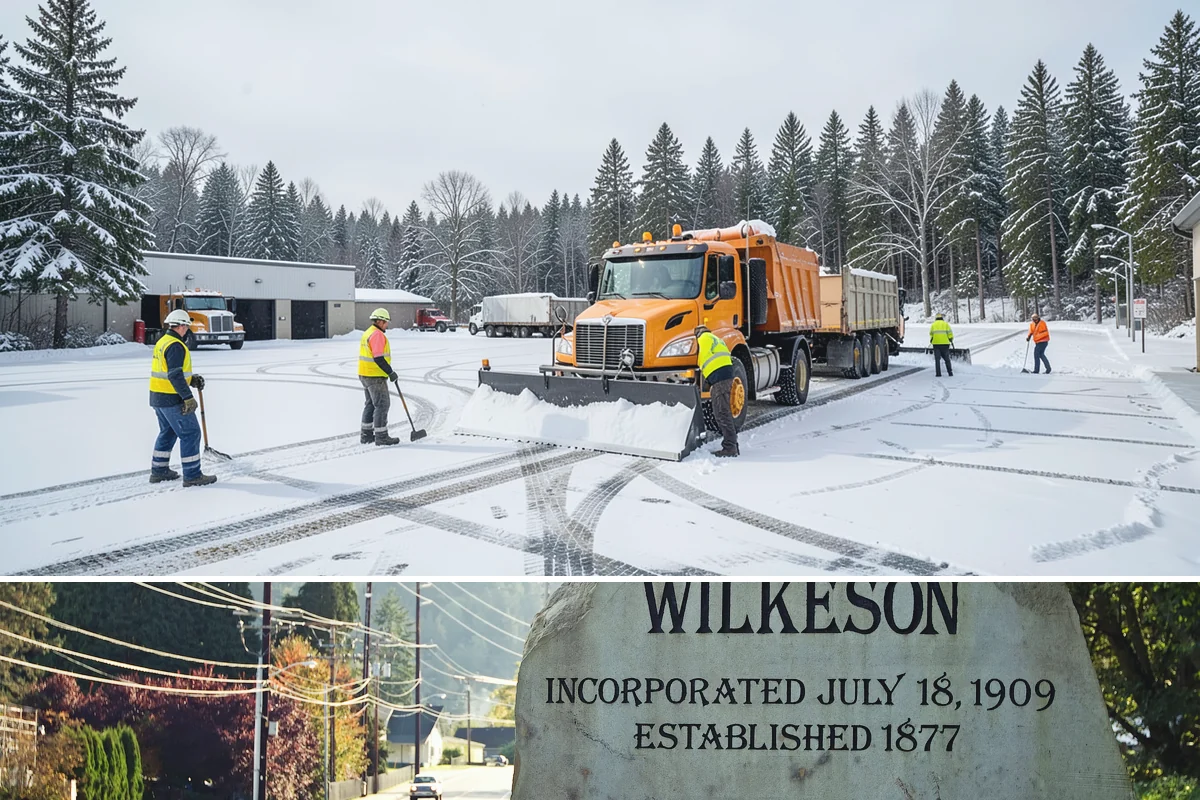 Snow Stacking in Wilkeson, Pierce County, WA - Snow stacking matters throughout the plowing season as each storm adds to the piles that must stay organized and out of the way.