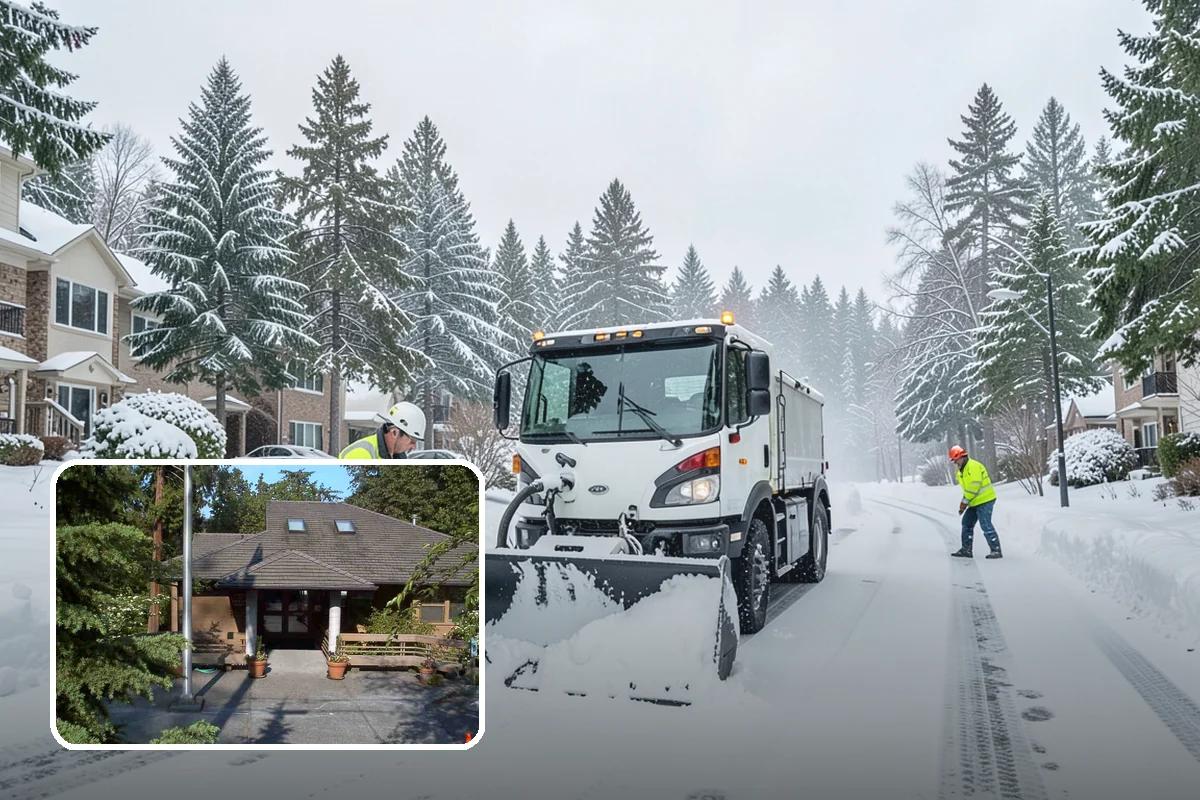 Snow Stacking in Yarrow Point, King County, WA - Preserves the most parking and open space