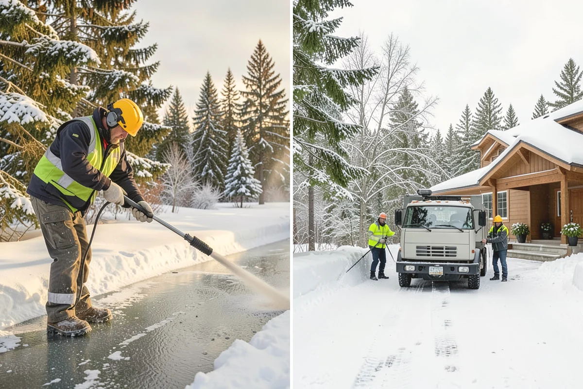 Snow Stake Installation in Black Diamond, King County, WA - We choose representative open locations away from drifts and eaves
