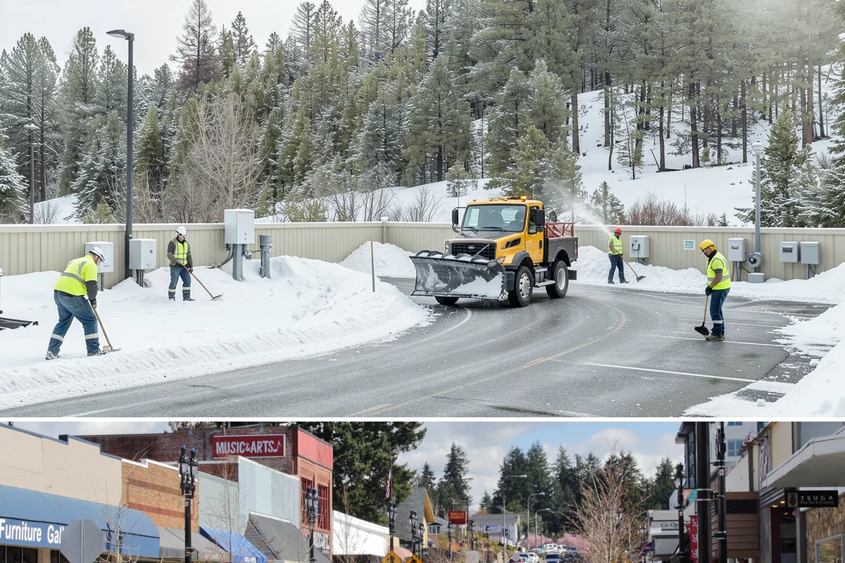 Snow Stake Installation in Bothell, King County, WA - We set measurement stakes at the start of the contract season in November so every storm is gauged consistently through March.