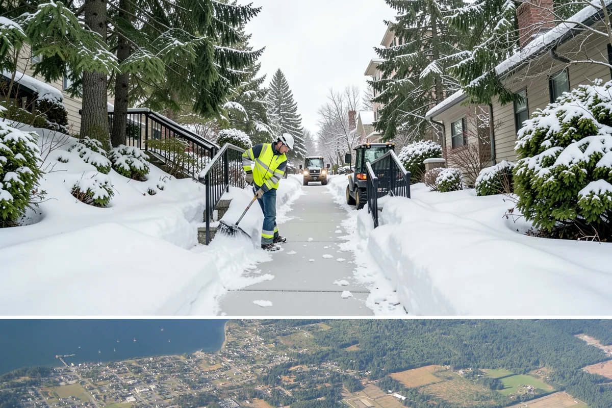 Snow Stake Installation in Coupeville, Island County, WA - We set measurement stakes at the start of the contract season in November so every storm is gauged consistently through March.