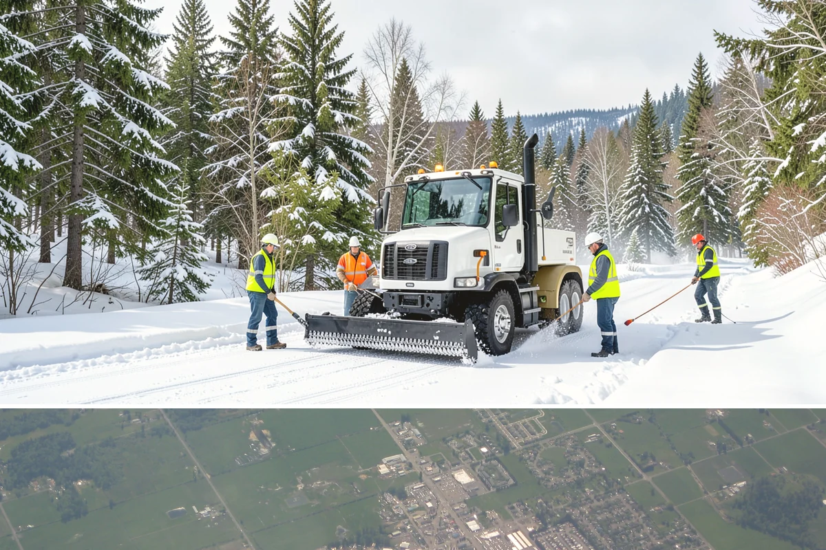 Snow Stake Installation in Enumclaw, King County, WA - We set measurement stakes at the start of the contract season in November so every storm is gauged consistently through March.