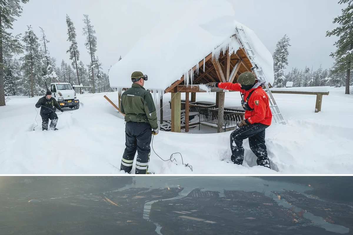 Snow Stake Installation in Fife, Pierce County, WA - We set measurement stakes at the start of the contract season in November so every storm is gauged consistently through March.